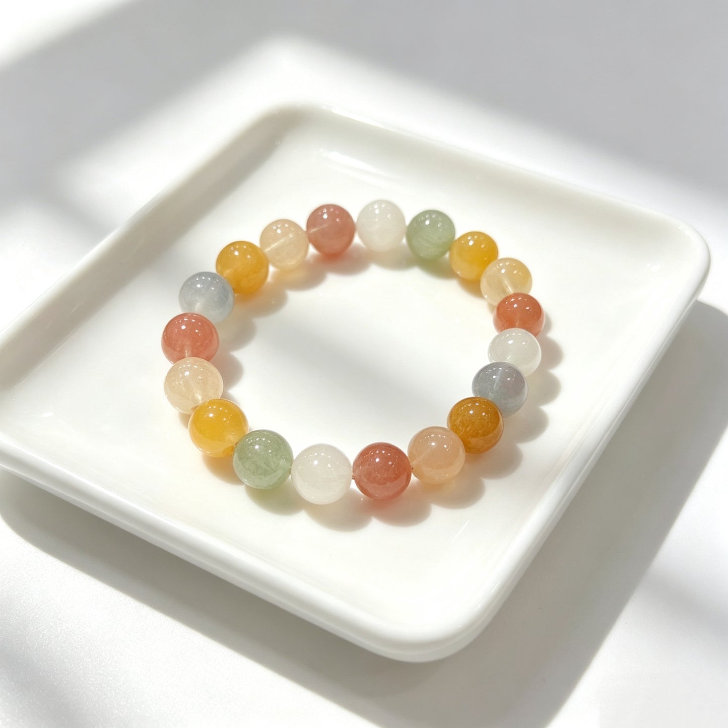 Natural Multicolor Rutilated Quartz Beaded Bracelet