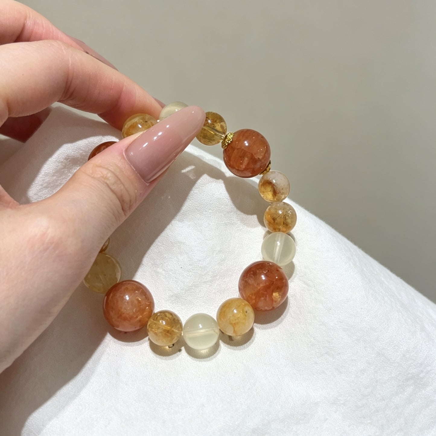 Natural Red Hematoid Quartz, Golden Healer & Citrine Beaded Bracelet | Abundance Wealth Healing Crystal Jewelry for Luck & Prosperity