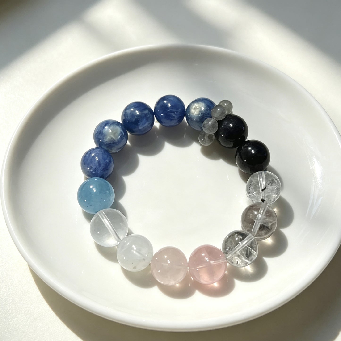 Natural Kyanite Aquamarine Multi-Stone Crystal Bracelet