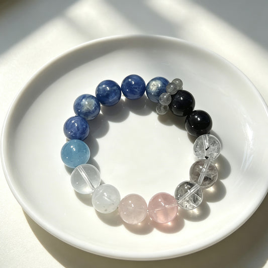 Natural Kyanite Aquamarine Multi-Stone Crystal Bracelet