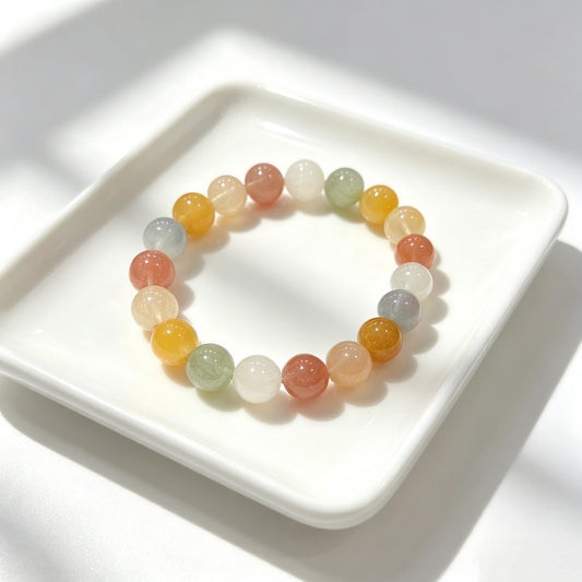 Natural Multicolor Rutilated Quartz Beaded Bracelet