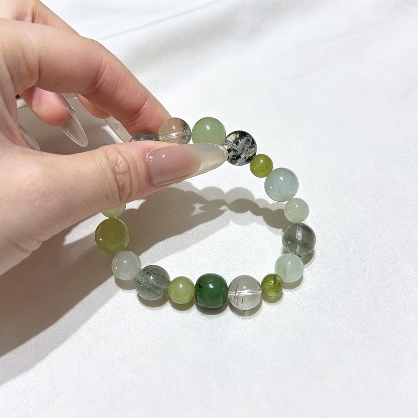 Natural Green Multi-Crystal Beaded Bracelet